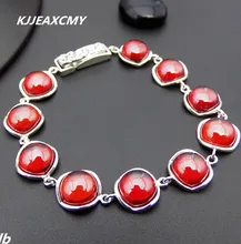 KJJEAXCMY Fine jewelry Thai silver garnet bracelet 925 sterling silver retro fashion ladies new atmosphere 925 sterling silver bracelet bangle retro thai silver male personality silver chain magic circle evil eye bracelet punk biker