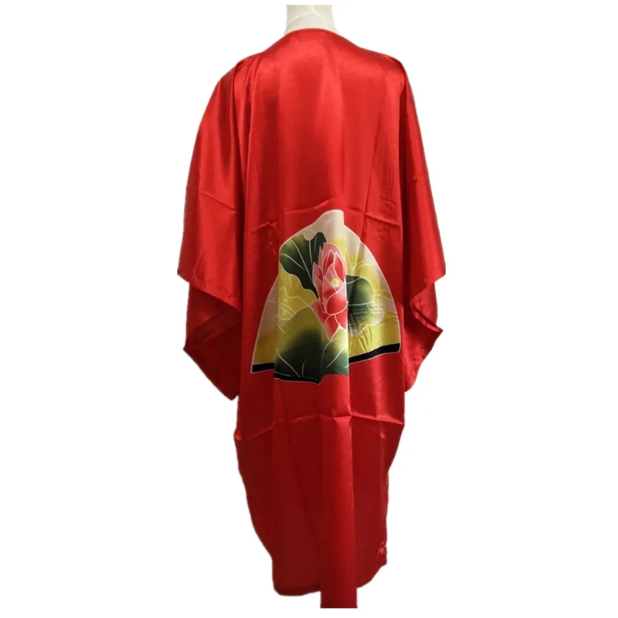 Лидер продаж, Красный Размер, женский халат из искусственного шелка, халат, летнее Lounge Looose, пижама с принтом, ночная рубашка, женская сексуальная ночная рубашка