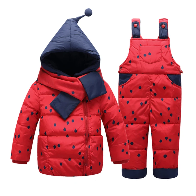 

2016 New Hooded Outerwear Down Warm Coat Jacket Children Sporty Kids Clothes Boys Girls Jackets Winter Down Sets Jacket +Pants