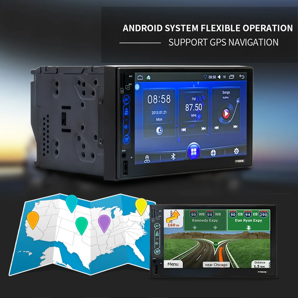 AOSHIKE gps 2 Din Автомобильный мультимедийный плеер 7 ''HD Автомобильный MP5 плеер Bluetooth wifi четырехъядерный Android 6,0 FM MP4