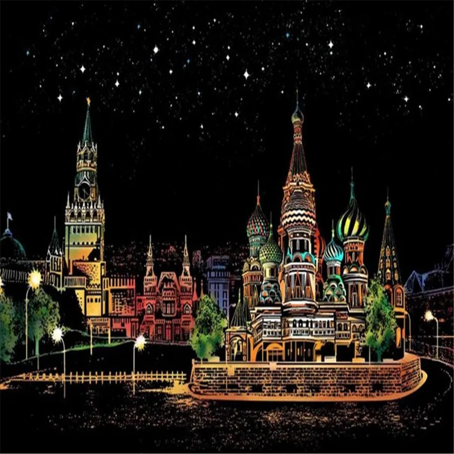 

Fashion scratch Scraping Drawing toys Decorative painting paper world Sightseeing pictures decoration birthday Child gifts