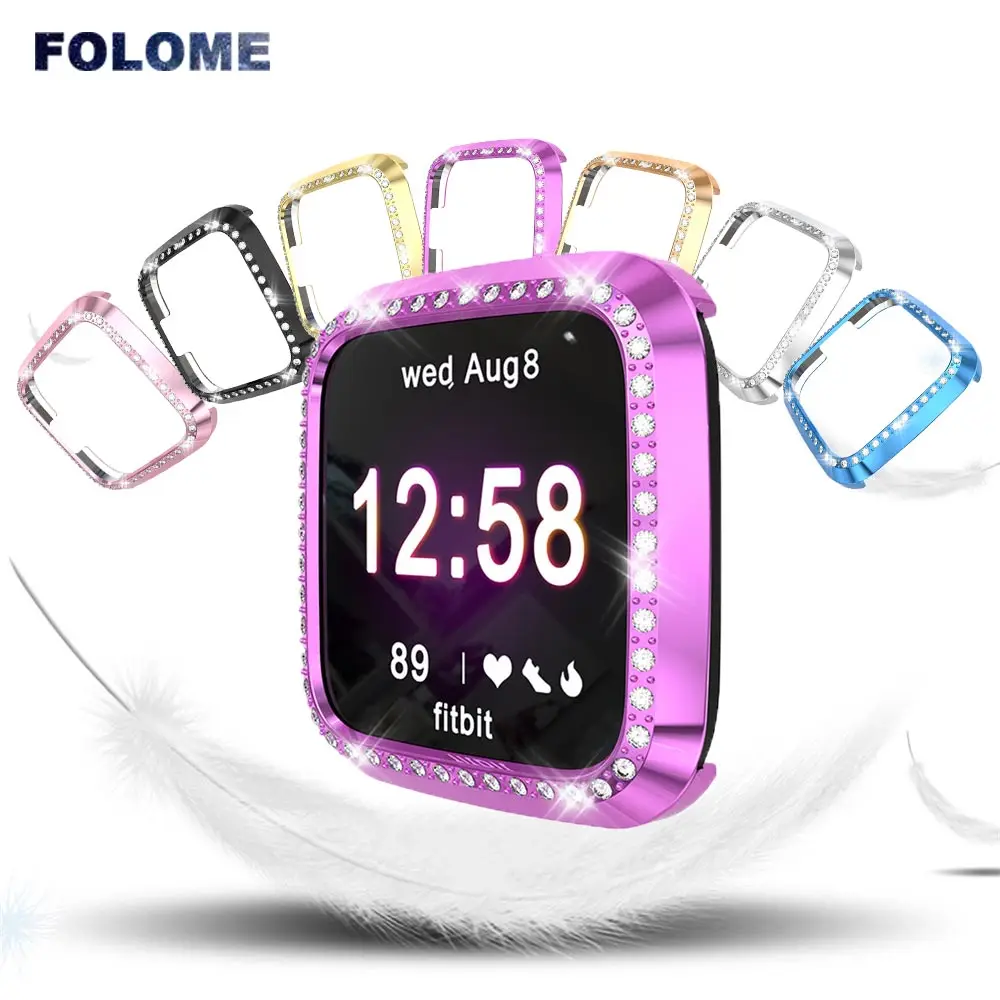 

Luxurious Electroplated PC Diamond Hollow-Out Watch Case Cover For Fitbit Versa/Versa Lite Watch Case Protect Shell Accessories