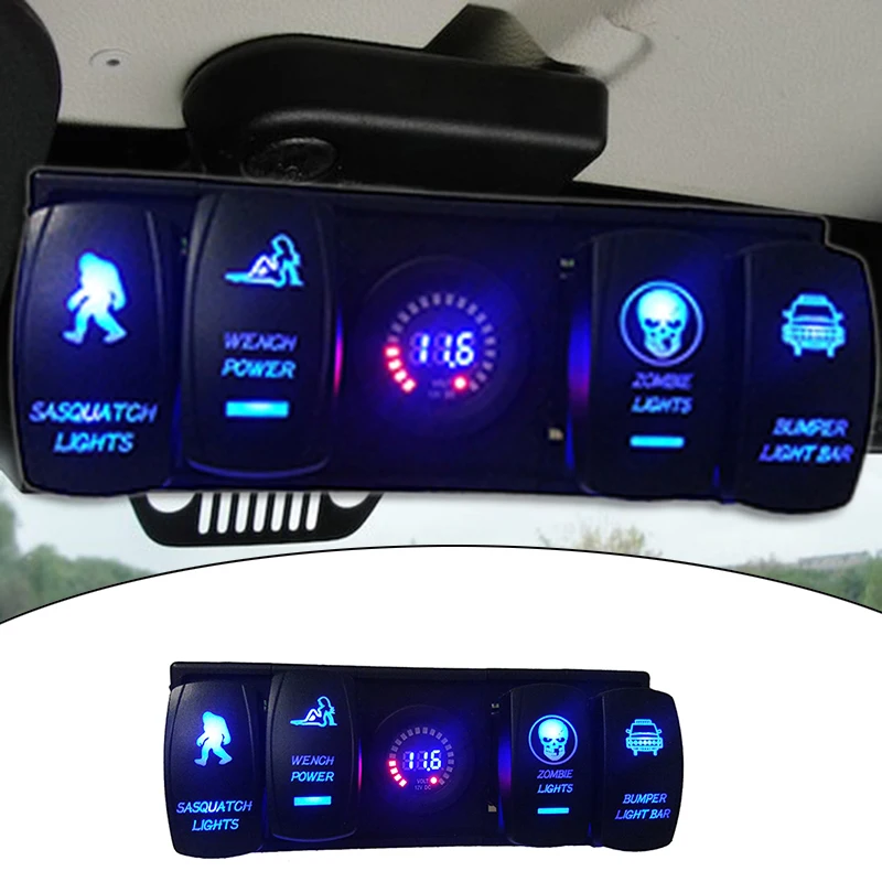 Dc 12v 24v 5 P Combination Rocker Switch Panel Voltmeter Universal Retrofit Modification For