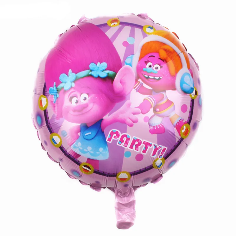 KUWANLE 50pcs/lot 18inch Cute Trolls Foil Helium Balloons Balloon Cartoon Trolls Toys Birthday Party Supplies Decoration Globos