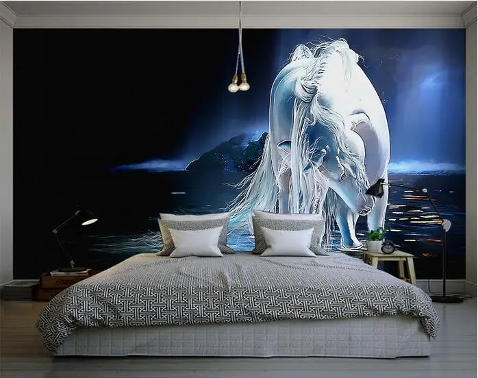3d wallpaper custom mural non woven wall sticker 3d white horse