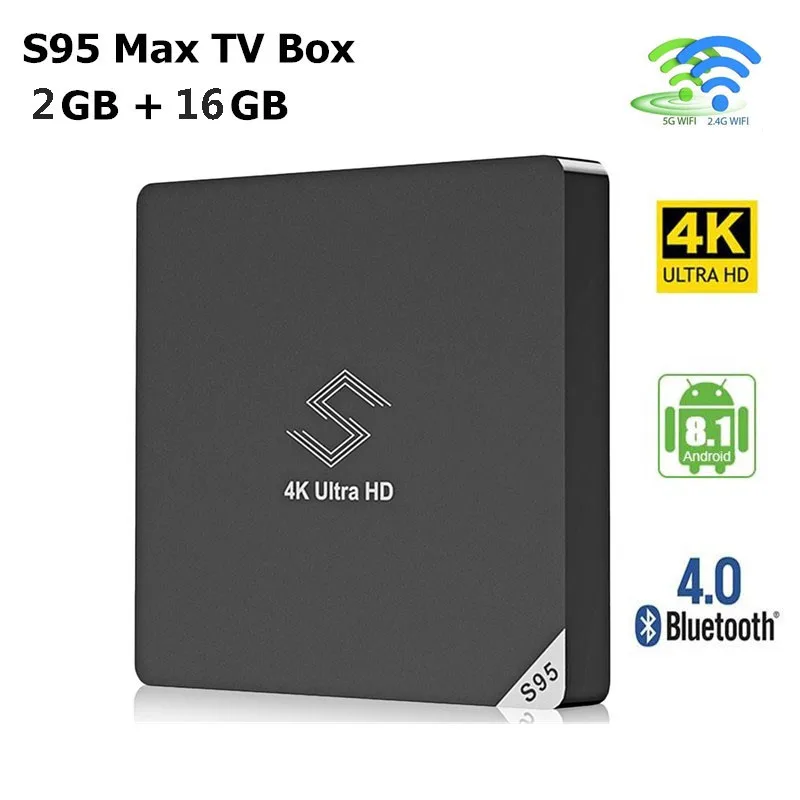 S95 S905XII Android 8,1 tv Box 4K HD 2 ГБ/16 ГБ медиаплеер BT4.0 2,4/5,8 ггц WiFi 64 бит медиаплеер телеприставка