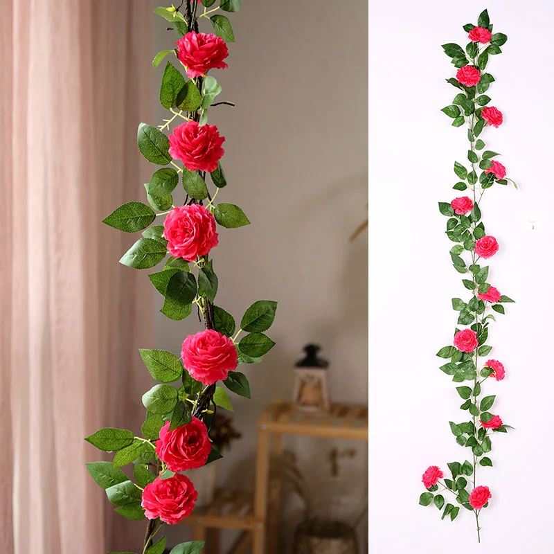yumai 180см 12 голов пион цветы искусственные лозы для свадьбы цветок украшения стены - Цвет: Rose