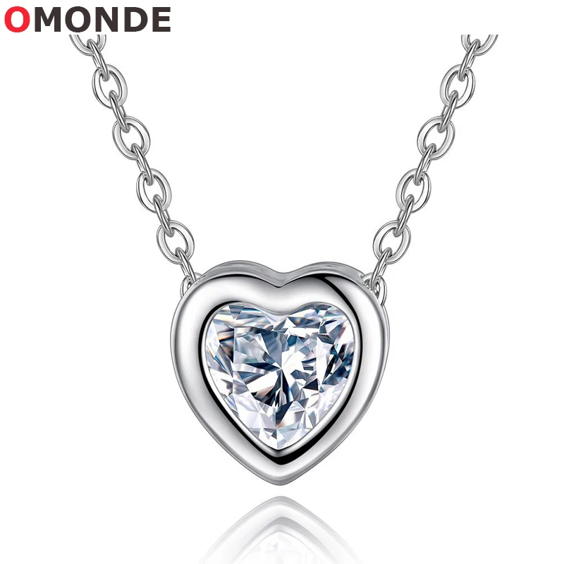 

New Love Heart Shaped Necklaces with Crystal Cubic Zirconia Stone Silver Color Metal Link Chains for Women Girls Fashion Jewelry