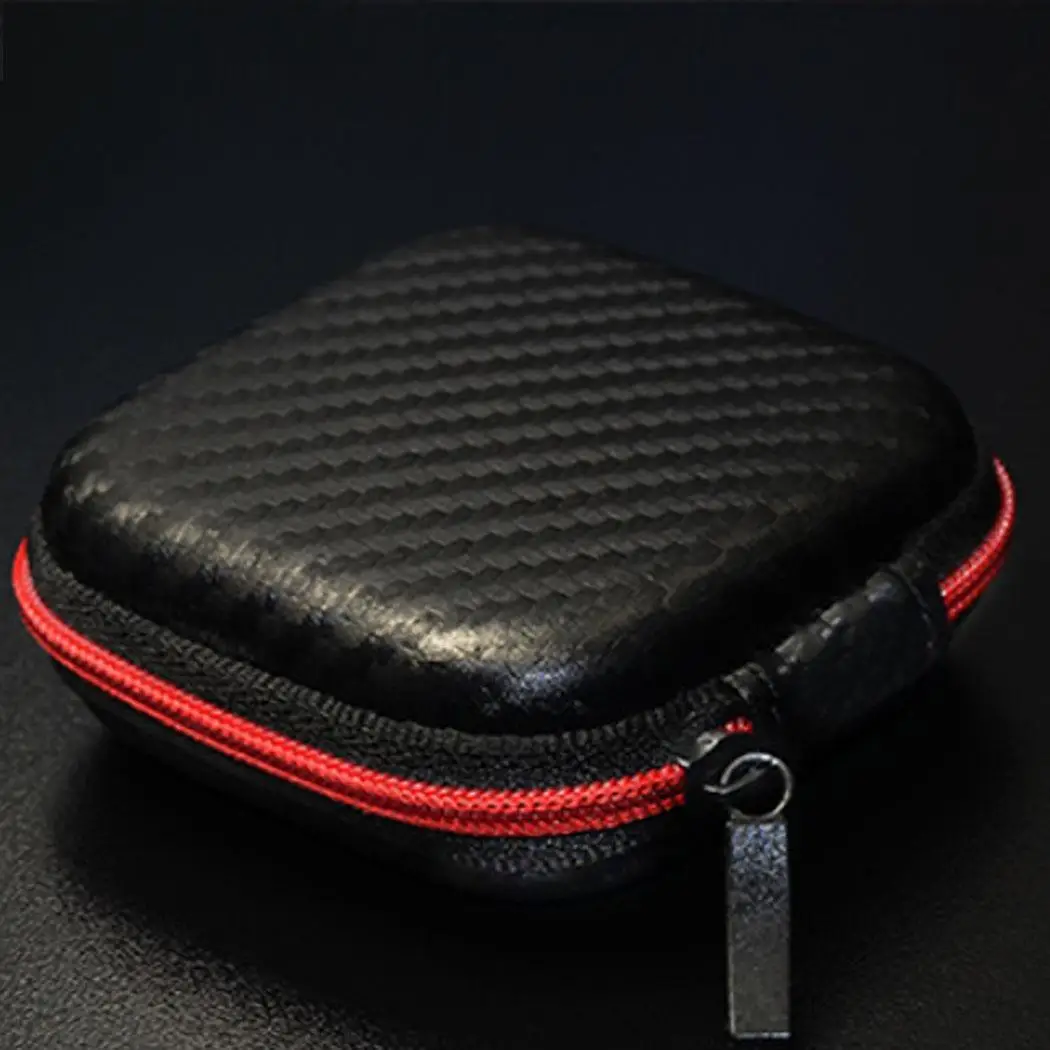 

In-Ear Earphone Pouches Storage Cases Headphone Contrast Color Square Black Red Carry Bag Cloth