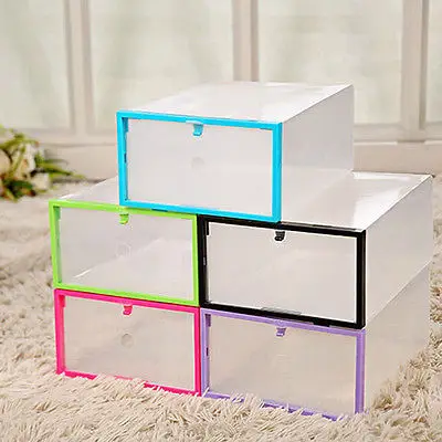 

1PC 1 High Quality Clear Foldable Plastic Shoe Storage Case Boxes Stackable Organizer Shoe Holder Hot