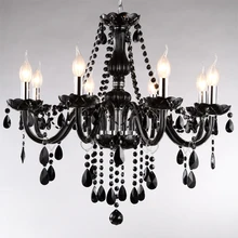 Европа черный хрустальная люстра E14 современный светодиодный сверкающая люстра Гостиная 6 arms 8 головок 10+ 5/12+ 6 лампы, лампа свечи