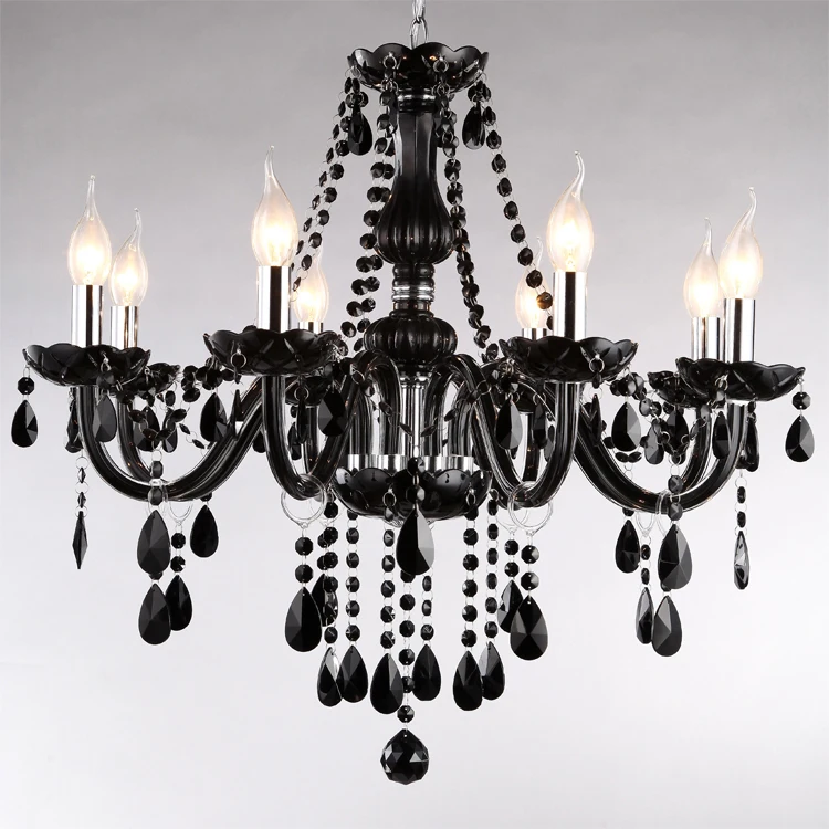 

Europe Black Crystal Chandelier Lights E14 Modern LED Lustre Chandelier Living Room 6arms 8 Heads 10+5 / 12+6 Bulbs Candle Lamp