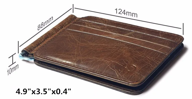 Винтажный Мужской зажим для денег Ретро Натуральная кожа Зажим кошелек для денег Высокое качество Crazy Horse кожаный зажим для денег держатель