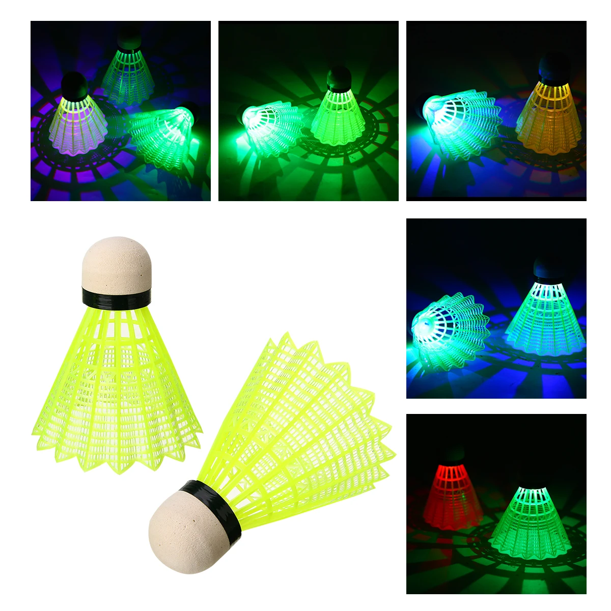 8Pcs LED Badminton Shuttlecock Nylon Night Lighting Birdies Shuttlecocks Dark Night Light Colorful Badminton Shuttlecock