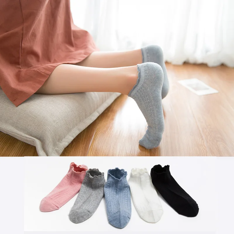 

Shallow Mouth Women Socks Spring Lace Ruffles Socks Cotton Ankle Lovely Frilly Edge Girls Socks Sweet Casual Short Tube Cotton