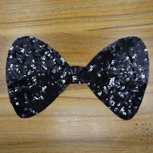 

Bowknot sequined applique patch Big Black bow sew on patch Cloth decoration sew on patch