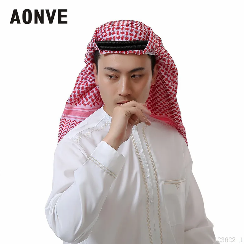 Aonve Islamic Hijab Muslim Men Long Head Covering Scarf Saudi Arabia