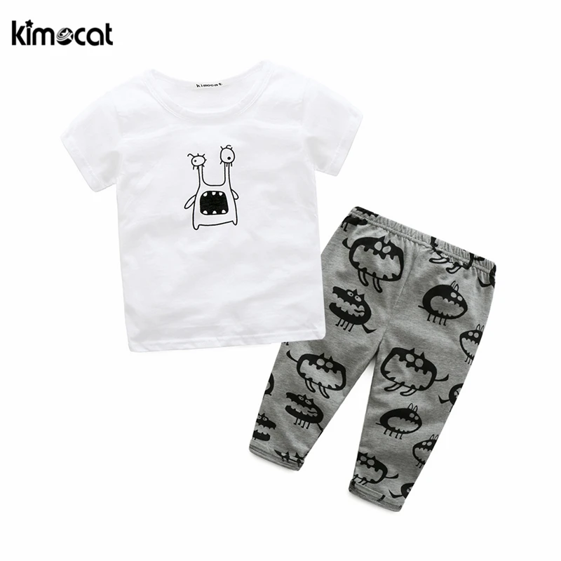 Kimocat/летние детские комплекты для мальчиков и девочек комплект из 2 предметов: