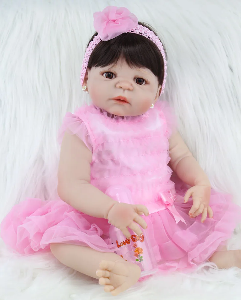 2" полный Силиконовый Bebe Reborn Girl Lifelike 55 см виниловые куклы для новорожденных малышей водонепроницаемый тело мальчик и девочка рост партнер