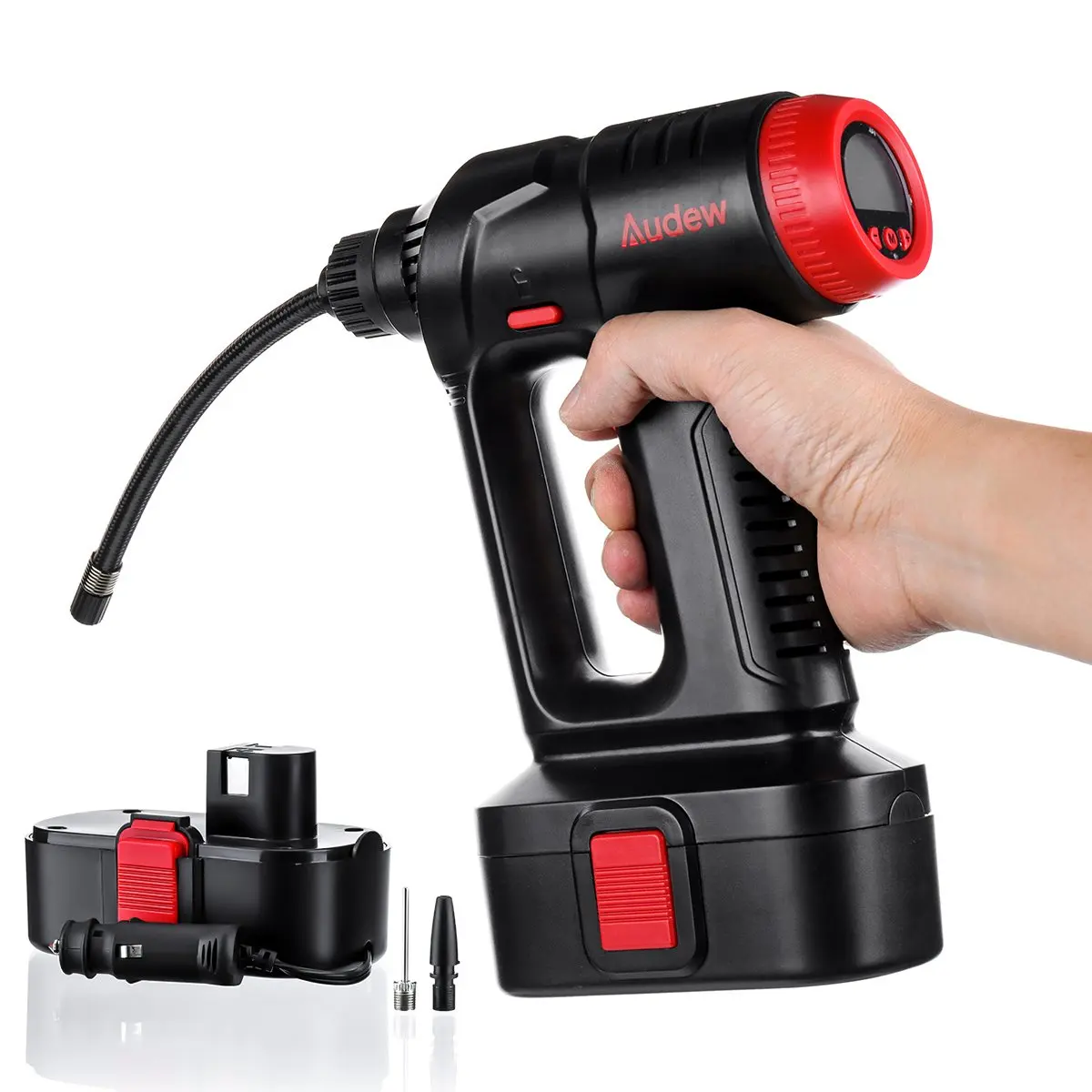  Audew 12V 160PSI Cordless Air Compressor Portable Tire Inflator Auto Hand Held Air Pump Digital LCD
