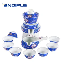 Креативный винтажный синий и белый фарфор полуавтоматический чайный набор кунг-фу 8 шт. чайная чашка 1 шт. ярмарка чашка 1 шт. Крышка Чаша 1 шт. базовый набор