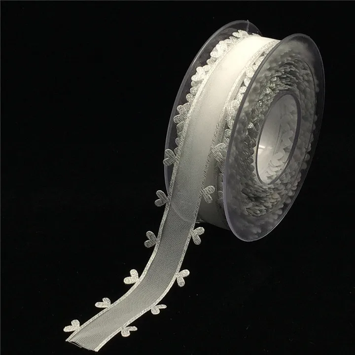 2  2.5cm Lace Love Ribbon For Wedding Decoration Birthday Party Supplie Gift Wrap Heart Snow Ribbon English Letter Satin Ribbon