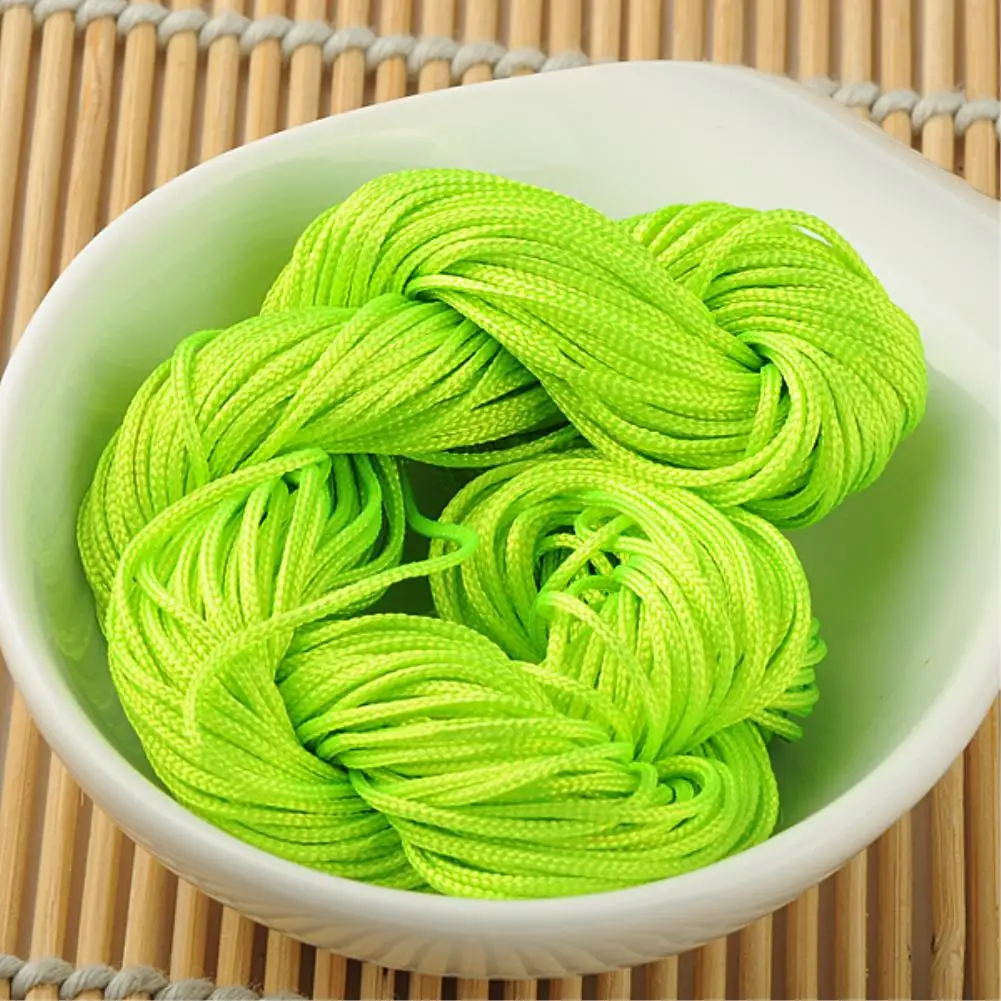 1mm 20m Nylon DIY hinese Knot Cord Macrame Rattail Braided Jewelry Thread String for costume and garment - Цвет: light green