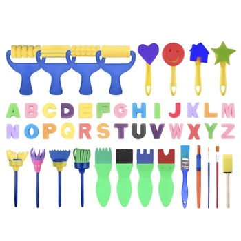 

47Pcs 3+ Kids Children Painting Sponge Brush ABC Alphabet Sponges Paint Tools Suit Drawing Toys Early Learning & Education