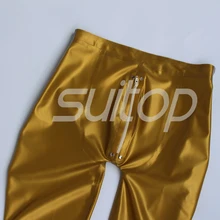 Suitop 0.45mm latex rubber glued leggings with front zip for ault male’s or women Metallic Gold and silver