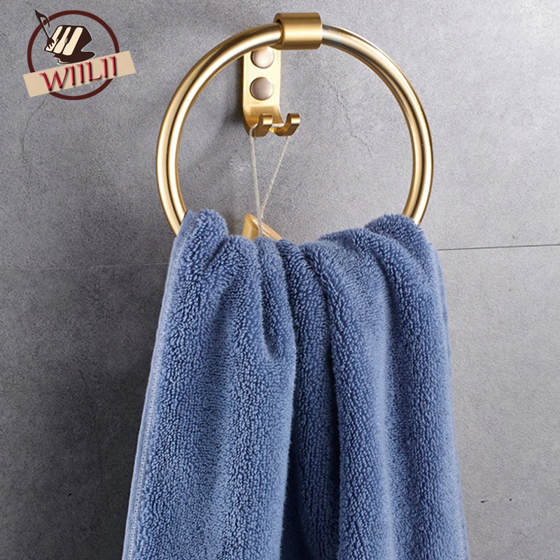 Round Ring Aluminum Alloy Towel Bar Storage Rack Organizer For Bathroom