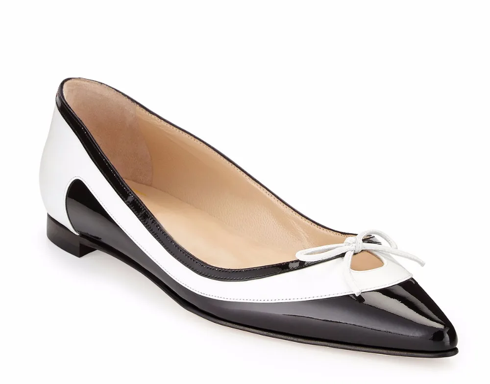 Оригинальное предназначение; Новинка; выразительные женские туфли на плоской подошве с острым носком; 4 сезона; туфли на плоской подошве; элегантные черно-белые туфли; женская обувь; большие размеры 4-15