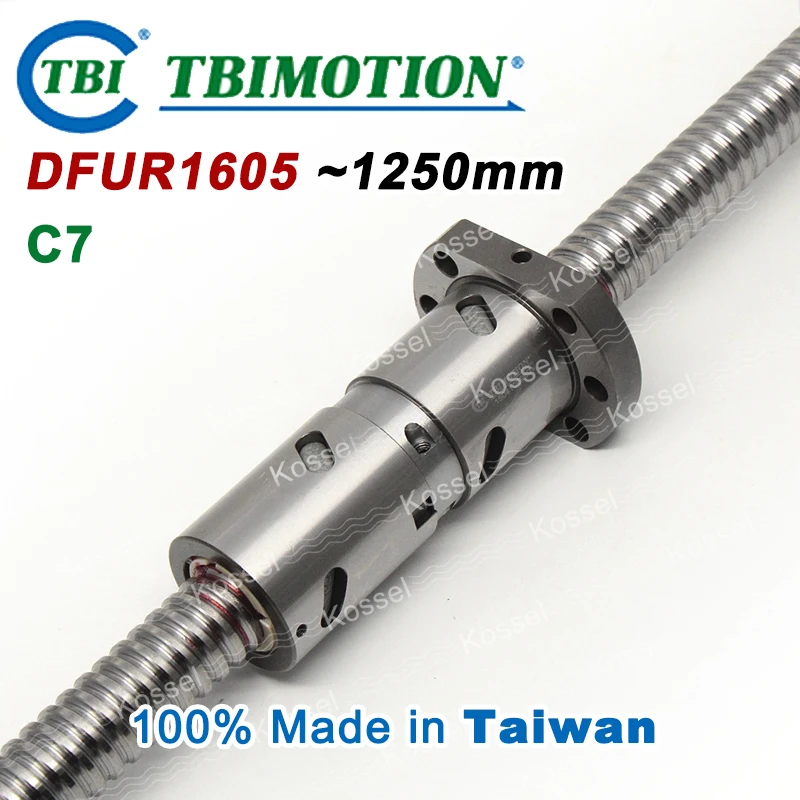 TBI 1605 C7 Rolled 1250mm ball screw 5mm lead with DFU1605 ballnut + end machined for high precision CNC diy kit DFU set