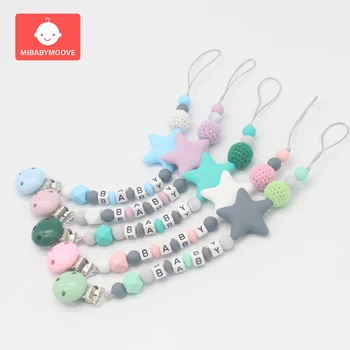 

Silicone Baby Pacifier Clip Cute Colorful Beads Newborn Pacifier Chain for Baby Teething Soother Chew Toys Infant Pacifier Clips