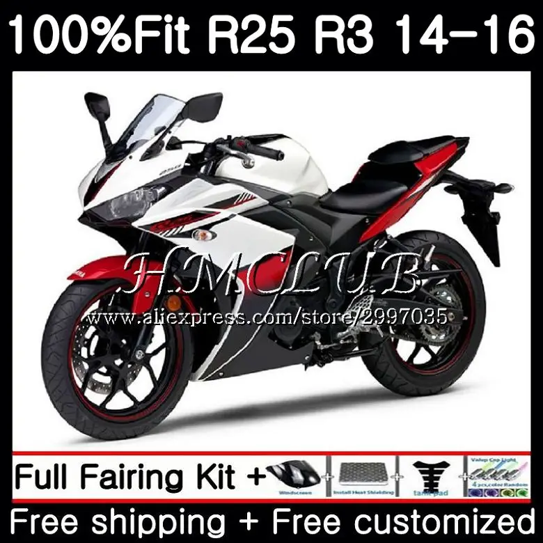 Injection Red White For Yamaha Yzf R3 Yzfr25 2014 2015 2016 2017