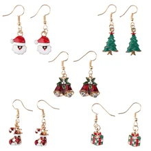 Women Statement Earrings Santa Claus Lovely Christmas Dress Jewelry Dangle Earring Women Tassel earrings Simple Jewelry Gifts santa claus enamel christmas dangle earrings