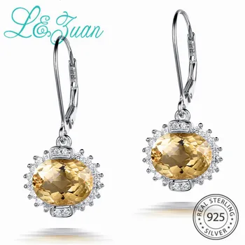 

L&zuan 5.14ct Natural Citrine Drop Earrings Real 925 Sterling Silver Jewelry Lace Luxury Earrings For Women Christmas Gift