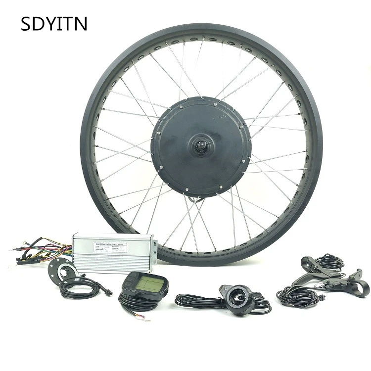 

SDYITN EBIKE Snow Bike Rear Rotate Wheel Hub Motor 48V1000W BLDC Fat Tire Electric Bicycle Conversion Kit with LCD5 Display