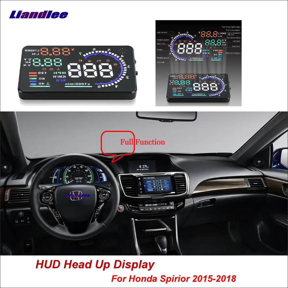 

Liandlee Car HUD Head Up Display OBD For Honda Spirior 2015-2018 Digital Speedometer Fuel Consumption Projector Screen Detector