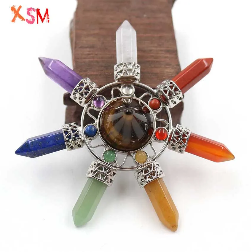 XSM Natural Stone Taper & 7 Chakra Points Energy Generator,Reiki Healing Crystal Gems,Balancing