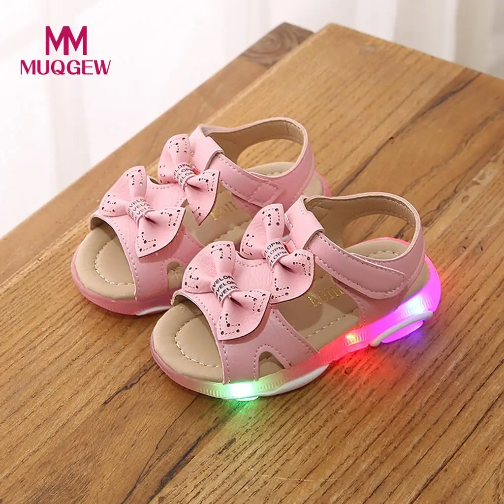 

summer kids sandals for girls Bowknot Led Light toddler baby girls sandals princess flower princess shoes for girls new2019#G8