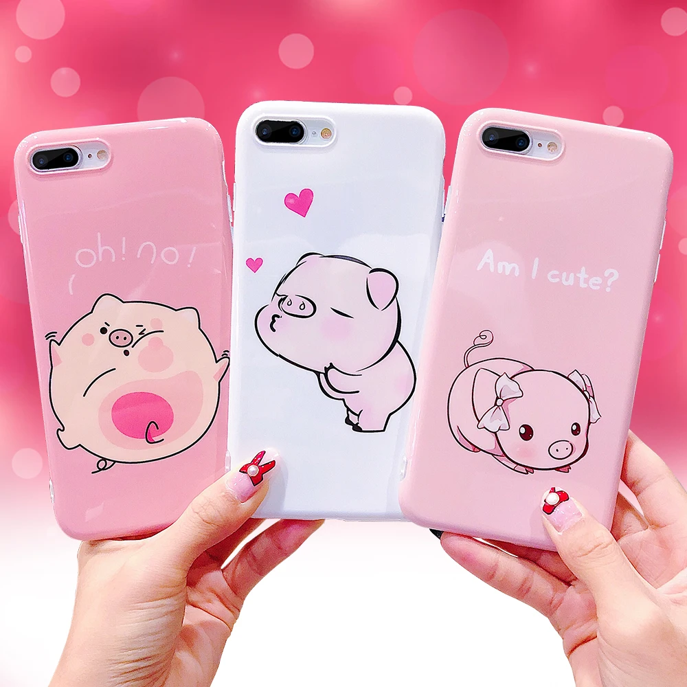 Ascromy For iPhone XS Max Case Cute Pink Pig Tempered Glass 360 Protection Silicone Cover For iPhone XR X S 8 Plus 7 6 6S Coque Accessories (5)