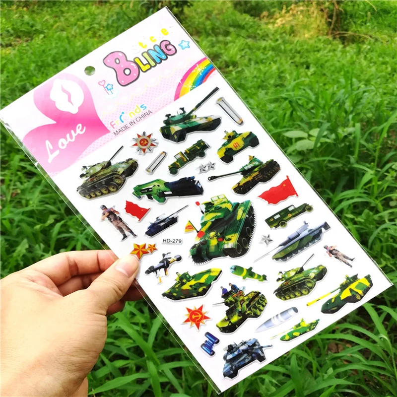 Пистолет Танк военный оружие наклейка с украшениями 3D объемные наклейки Скрапбукинг для Детская Наклейка украшение игрушки 14,5 см* 21,5 см