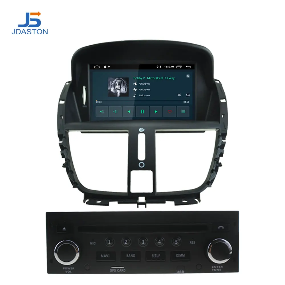 Discount JDASTON Android 9.1 Car DVD Player For Peugeot 207 Multimedia Video WIFI GPS Navigation 1 Din Car Radio Stereo Steering wheel 2