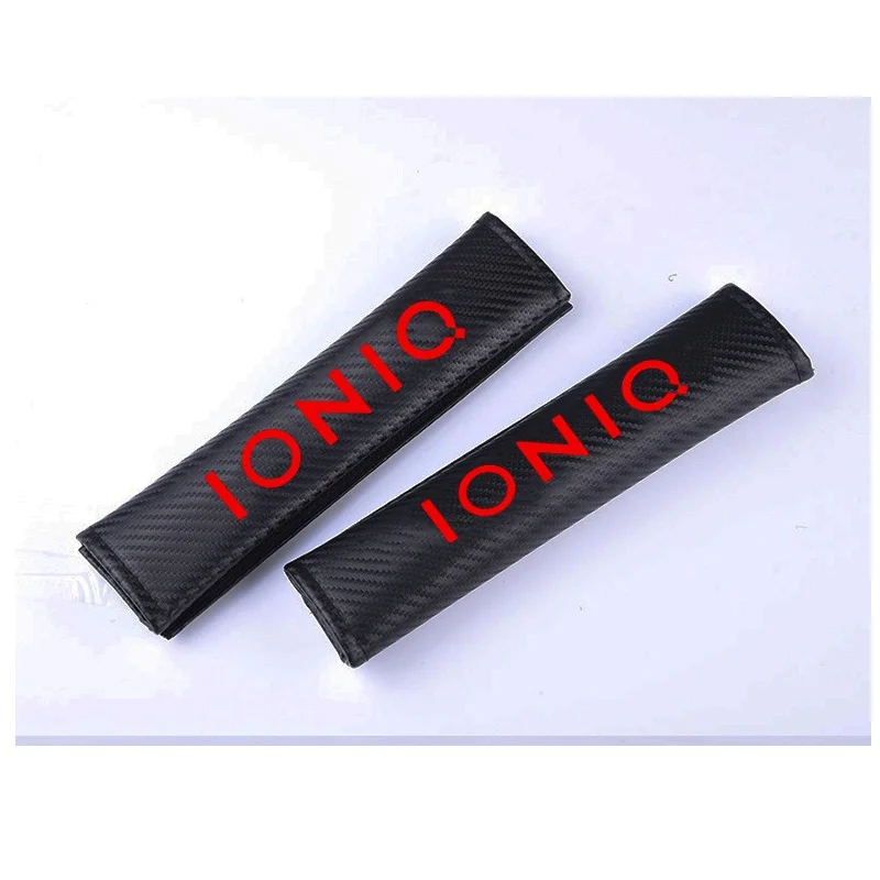 

For Hyundai Ioniq Pu Carbon Fiber Texture Safety Belt Seat Harness Shoulder Pad Cushion Car Safety Seat Belt Cover