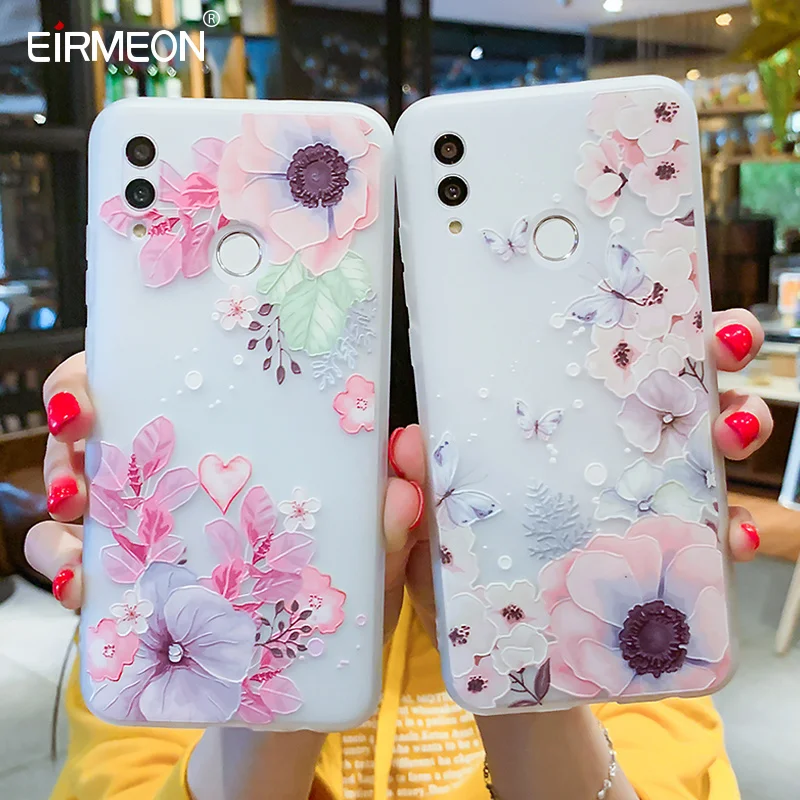 

EIRMEON Case For Huawei P Smart 2019 3D Relief Floral Cases For Huawei Mate 10 Mate 20 Pro Honor 10 Lite Frosted TPU Phone Cover