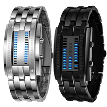 2017 Vente Chaude En Acier Inoxydable de montres hommes De Luxe Hommes Date Numérique LED Bracelet Sport Montres relogio masculino Hot Ventes