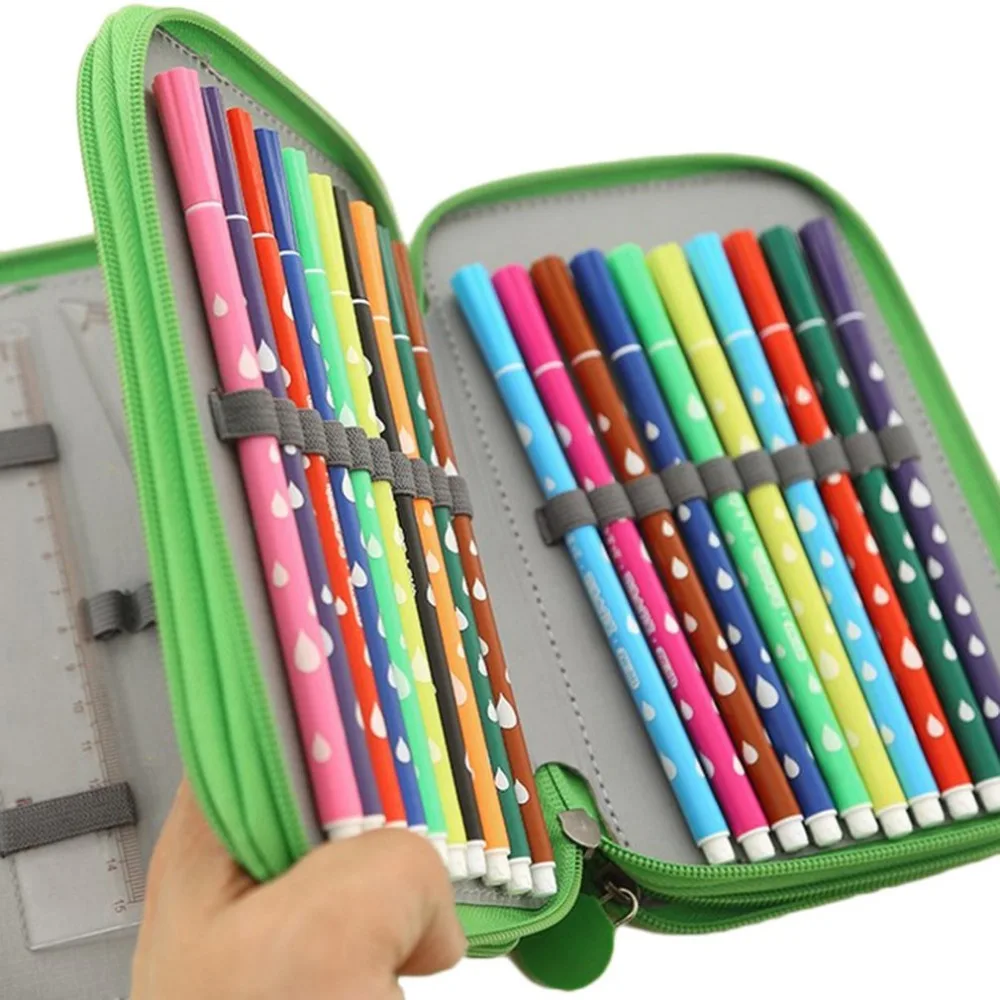 White Owl Pen Bag Pencil Sketch Color Pencil Box Cartoon Leather Zipper