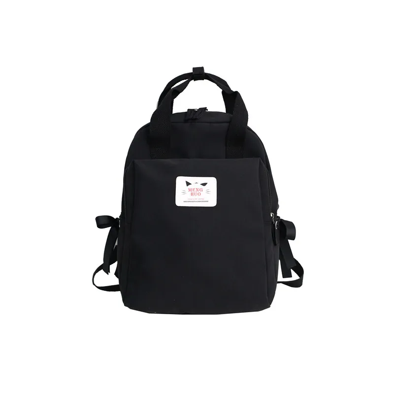 Menghuo Модный женский рюкзак с милым бантом, рюкзаки для девочек-подростков, школьные сумки, Mochilas Feminina, рюкзак Mochilas Mujer - Цвет: Black