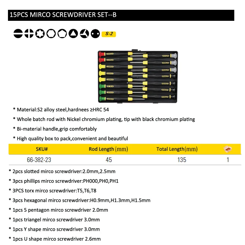 66-382-23 15pcs mirco screwdriver set B size