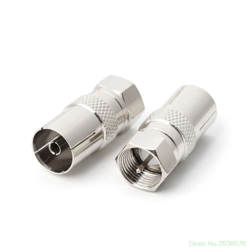 

2019 New 2Pcs F Type Male Plug Connector Socket to RF Coax TV Aerial Female RF Adapters